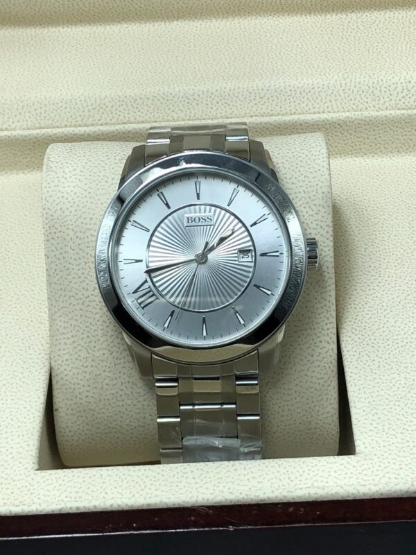 HUGO BOSS Men’s Stainless Steel Analog Watch – Silver Dial with Date Display