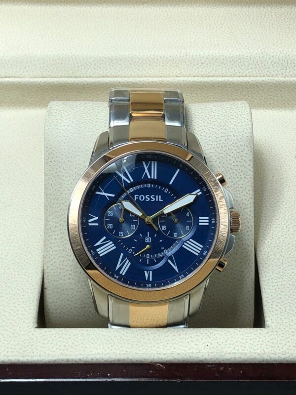 Fossil Men's Two-Tone Stainless Steel Chronograph Watch with Deep Blue Dial