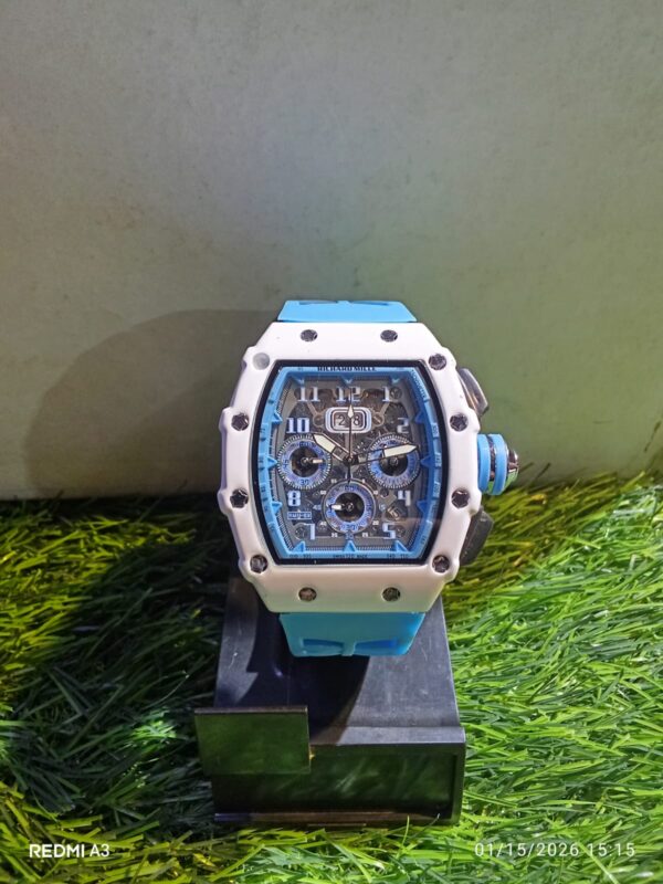 RM-Inspired Arctic Sky Edition – White Ceramic Look & Light Blue Sport
