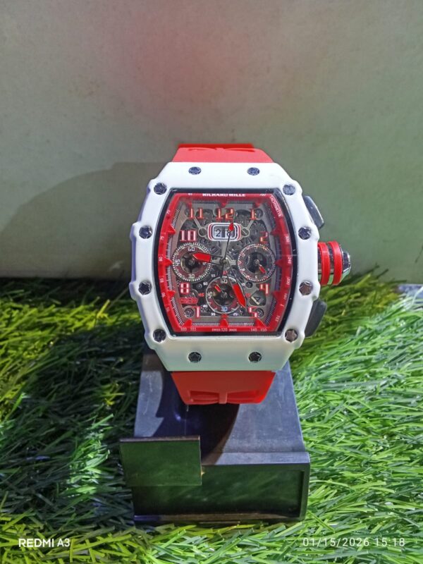 RM-Inspired Racing Edition – White Ceramic Style & Vibrant Red Sport