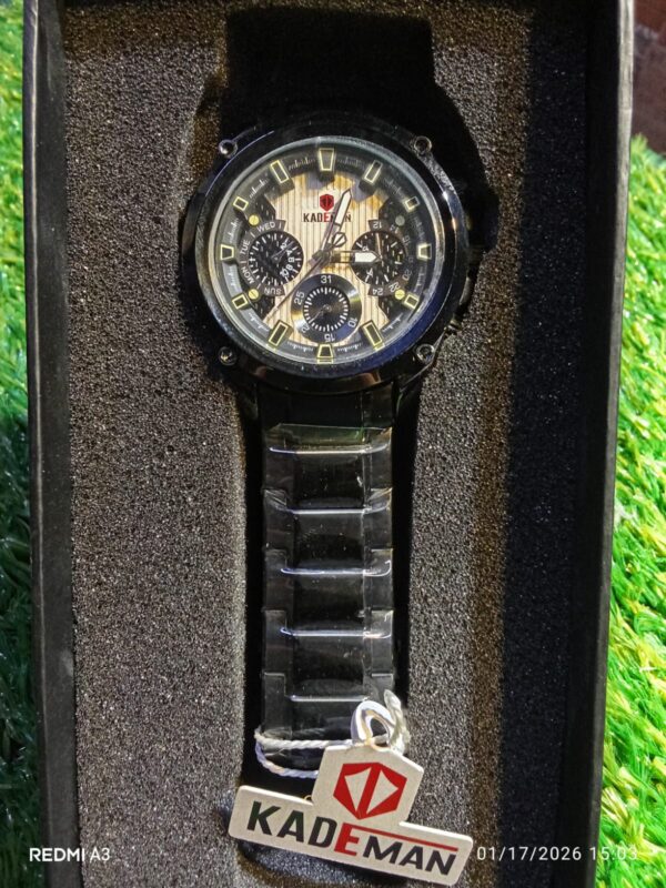 Kademan Men’s Stealth Black Edition – Multi-Function Industrial Chronograph