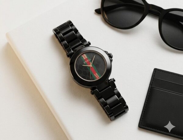 Gucci G-Timeless Black Matte Watch with Signature Green & Red Web Stripe Dial