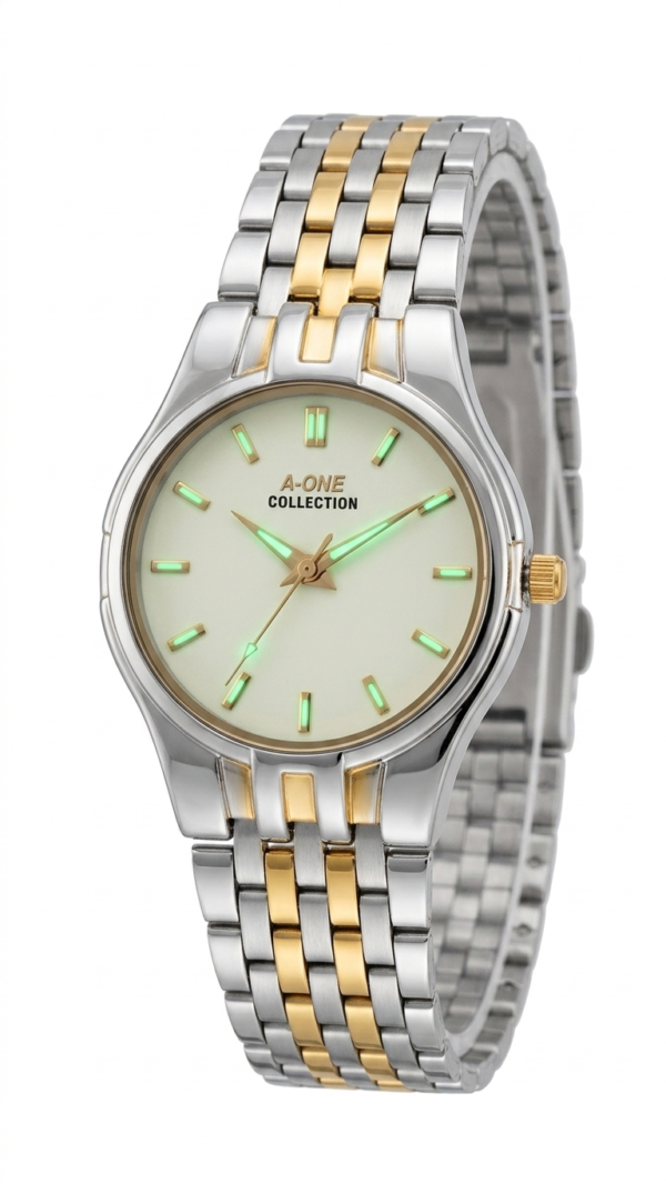A-ONE Collection Classic Two-Tone Analog Watch with Luminous Dial