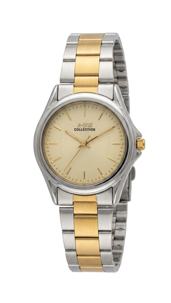 A-ONE Collection Premium Two-Tone Watch with Classic Champagne Dial