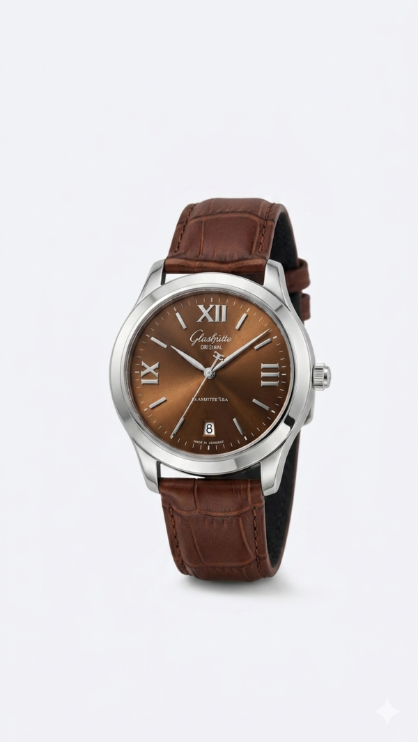 Glashütte Original Senator Excellence Inspired Luxury Men's Watch - Brown Sunburst Dial with Premium Leather Strap & Date Display