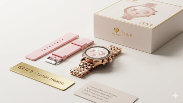 Gen 9 Luxury Smartwatch for Women – Rose Gold Premium Metal Strap with Extra Silicone Band (Lefun Health App Supported)