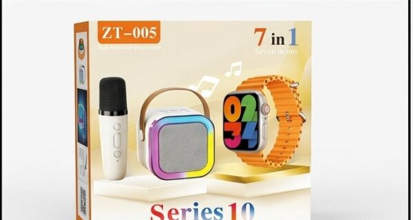 ZT-005 Series 10 Smartwatch Combo Pack – 7 in 1 Multi-Functional Smart Watch with RGB Wireless Speaker & Karaoke Microphone