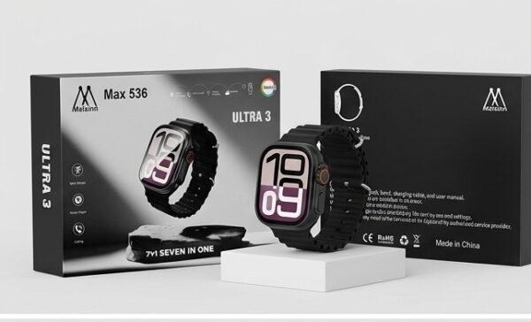 Maixinn Max 536 Ultra 3 Smartwatch Combo Pack – 7v1 Seven In One Premium Edition with Matte Black Case & Ocean Strap