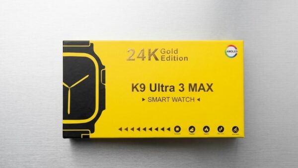 K9 Ultra 3 MAX Smartwatch – 24K Gold Edition with AMOLED Display & Titanium case