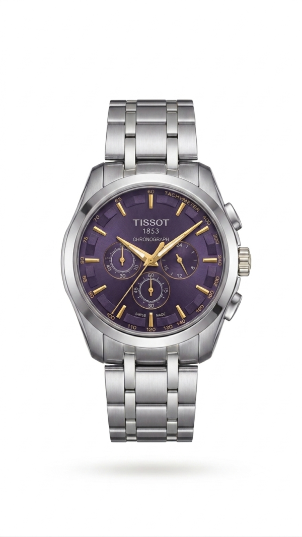 Tissot 1853 Chronograph – Purple Dial with Stainless Steel Bracelet